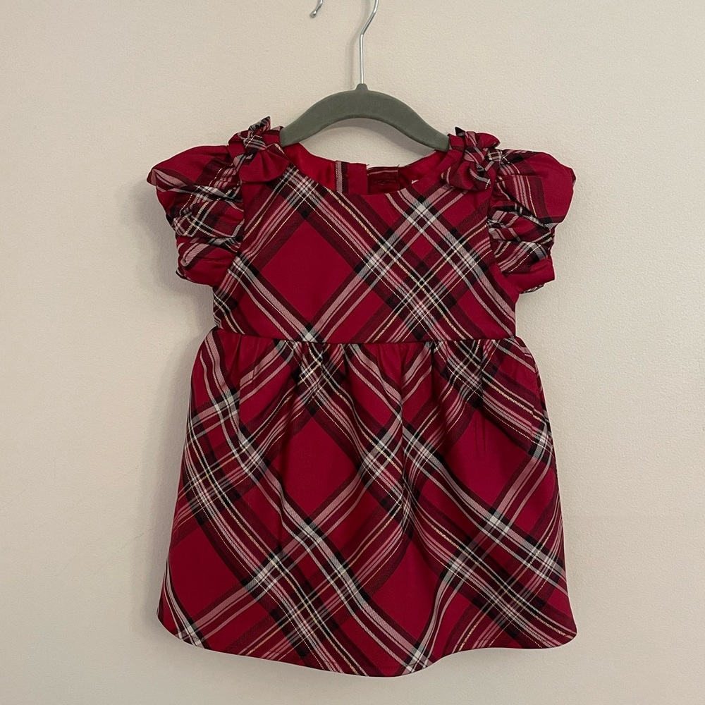 The Children's Place Red Plaid Dress with Ruffled Sleeves